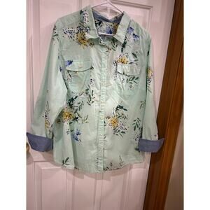 St Johns Bay button up blouse botanical woman size 2X cotton